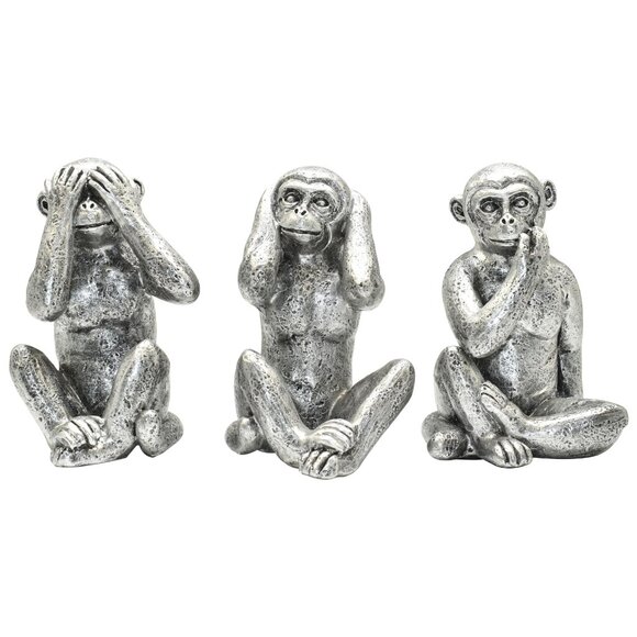 Adam & Friends Home Decor See No Evil, Hear No Evil, Speak No Evil Sculpture - Picture 1 of 5